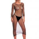 Lycra Industrial Fishnet Long Dress Sexy Lingerie Intimate Apparel with Long Sleeve Dress Leg Avenue