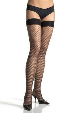 Lycra Industrial Fishnet Thigh High Nylon Stocking Leg Avenue Style# 9036-Q-BLACK-PS