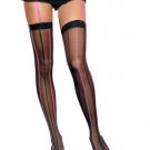 Lycra Sheer Thigh High Nylon Stocking with Two Tone Rope Stripe Leg Avenue Style# 6786-BLKPNK-OS