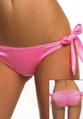 Lycra Tie Side Ruched Back Panty Sexy Lingerie Intimate Apparel Leg Avenue Style# 2402-BLK-OS
