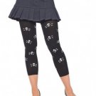 Opaque Leggings Footless Tights with Skull Prints Leg Avenue Style# 7880-BLACK-OS