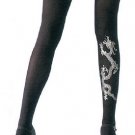 Opaque Lycra Sexy Tights Hosiery Leg Wearwith Laser Dragon Print Leg Avenue Style# 7205-BLKSLVR-OS