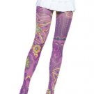 Opaque Sexy Tights Hosiery Leg Wearwith Retro Multi Color Print Leg Avenue Style# 7415-MULTI-OS