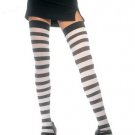 Opaque Thigh High Nylon Stocking with Wide Stripe Leg Avenue Style# 6110-BLKPNK-OS
