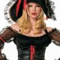 Pirate Hat with Satin Bow Ostrich Feather Leg Avenue Style# 2098-BLKRED-OS