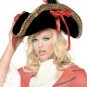 Pirate Hat with Thick Gold Trim Bow Top and Feather Leg Avenue Style# 2099-BLKRED-OS