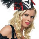 Pirate Pillbox Hat with Feather Leg Avenue Style# A1516-BLK-OS