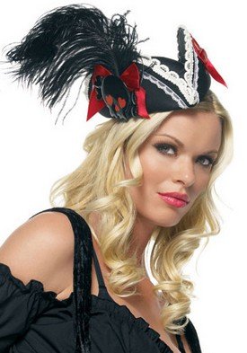 Pirate Pillbox Hat with Feather Leg Avenue Style# A1516-PNK-OS