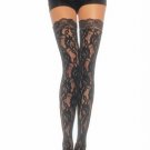 Rose Lace Thigh High Nylon Stocking with Lace Top Leg Avenue Style# 9762-WHT-OS