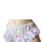 Rosy Lace Crotchless Panty Sexy Lingerie Intimate Apparel with Bow Leg Avenue Style# 2604-BLKPNK-OS
