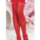 Sheer Thigh High Nylon Stocking with Faux Lace Up Side and Bow with Marabou Accent Leg Avenue Style#