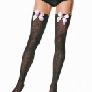 Spider Web Lace Thigh High Nylon Stocking with Satin Bow and Plastic Spider Charm Leg Avenue Style#