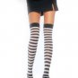 Stripe Thigh High Nylon Stocking with Belt Buckle Accent Leg Avenue Style# 6005-TURQPNK-OS