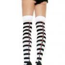 Stripe Thigh High Nylon Stocking with Poker Suit Back Seam Leg Avenue Style# 6305-WHITEREDB-OS
