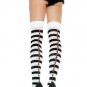Stripe Thigh High Nylon Stocking with Poker Suit Back Seam Leg Avenue Style# 6305-WHITEREDB-OS