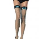 Two Tone Lycra Diamond Net Thigh High Nylon Stocking with Satin Bow Leg Avenue Style# 9064-TURQ-OS