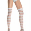 Wide Stripe Sheer and Opaque Thigh High Nylon Stocking Leg Avenue Style# 1005-LTBLU-OS