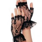 Wrist Length Fingerless Lace Gloves with Ruffle Leg Avenue Style# G1205-BLK-OS
