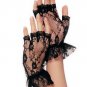 Wrist Length Fingerless Lace Gloves with Ruffle Leg Avenue Style# G1205-WHT-OS