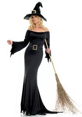2PC Bewitched Slinky Cauldron Witch Sexy Halloween Party Costume Leg Avenue Style# 83245-BLK-XL