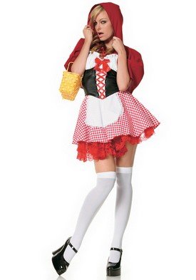 2PC Little Red Riding Hood Sexy Halloween Party Costume Leg Avenue Style# 83220-REDWHT-XL