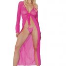 2PC Mesh Long Dress Sexy Lingerie Intimate Apparel with Long Sleeves and G-String Leg Avenue Style#