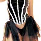 2PC Vinyl Halter Corset Sexy Lingerie Intimate Apparel with G-String Leg Avenue Style# V5605-BLKWHT-