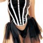 2PC Vinyl Halter Corset Sexy Lingerie Intimate Apparel with G-String Leg Avenue Style# V5605-BLKWHT-