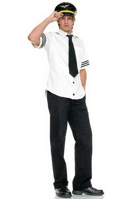 3PC Airplane Captain Pilot Sexy Halloween Party Costume Leg Avenue Style# 83263-WHTBLK-XL
