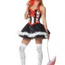 3PC Alice in Wonderland Queen of Hearts Sexy Halloween Party Costume Leg Avenue Style# 83078-BLK-XS