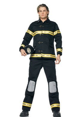 3PC Backdraft Fireman Firefighter Sexy Halloween Party Costume Leg Avenue Style# 83371-BLKYEL-ML