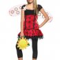 3PC Bee Movie Daisy Ladybug Sexy Halloween Party Costume Leg Avenue Style# J48012-REDBLK-SM