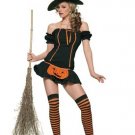 3PC Pumpkin Witch Sexy Halloween Party Costume Leg Avenue Style# 83140-BLKORG-XS