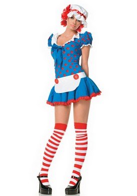 3PC Raggedy Ann Rag Doll Sexy Halloween Party Costume Leg Avenue Style# 83202-BLURED-ML