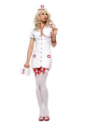 3PC S&M Pleather Nurse Sexy Halloween Party Costume Leg Avenue Style# 83310-BLKRED-L