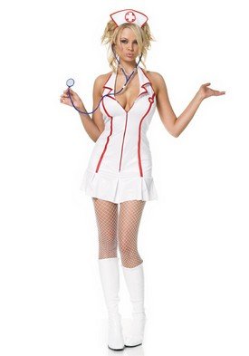 3PC Sassy Head Nurse Sexy Halloween Party Costume Leg Avenue Style# 83050-WHT-ML
