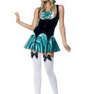 4PC Alice in Wonderland Mad Hatter Sexy Halloween Party Costume Leg Avenue Style# 53004-BLKGRN-XS