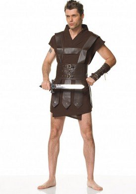 4PC Gladiator 300 Spartan Roman Warrior Men's Halloween Party Costume Leg Avenue Style# 83121-BRN-XL