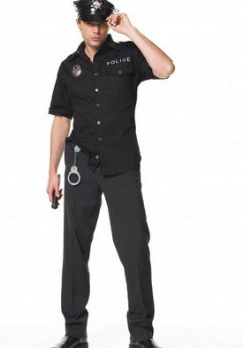 4PC LAPD Police Cop Men's Halloween Party Costume Leg Avenue Style# 83122-BLK-XL