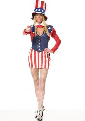 4PC Mrs Uncle Sam Sexy Halloween Party Costume Leg Avenue Style# 83069-REDWHTBLK-L