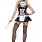 4PC Old Style French Maid Sexy Halloween Party Costume Leg Avenue Style# 83147-BLKWHT-ML