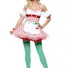 4PC Strawberry Shortcake Crepe Suzette Girl Sexy Halloween Party Costume Leg Avenue Style# 83315-RED