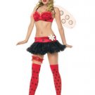 6PC Ladybug Sexy Halloween Party Costume Leg Avenue Style# 53043-REDBLK-ML