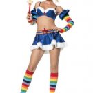 7PC Rainbow Brite Starburst Sexy Halloween Party Costume Leg Avenue Style# 53014-BLU-SM