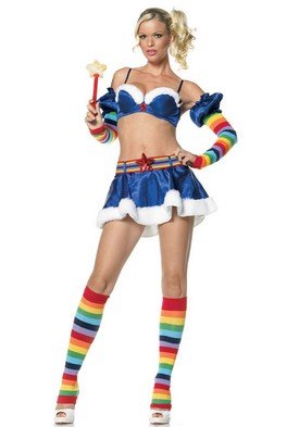 7PC Rainbow Brite Starburst Sexy Halloween Party Costume Leg Avenue Style# 53014-BLU-SM
