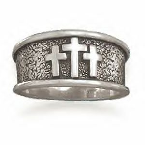 Silver Three Cross Ring