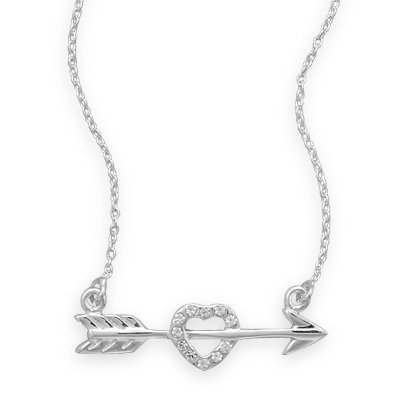 Arrow with CZ Heart Necklace