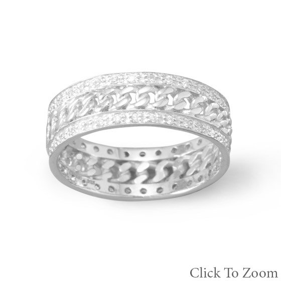 Curb Link Ring with CZs