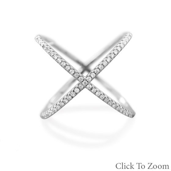 Criss Cross 'X' Ring with Signity CZs