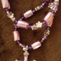 Pink n' purple "cross" necklace genuine SWAROVSKI CRYSTALS & magnetic hematite 30 day warranty
